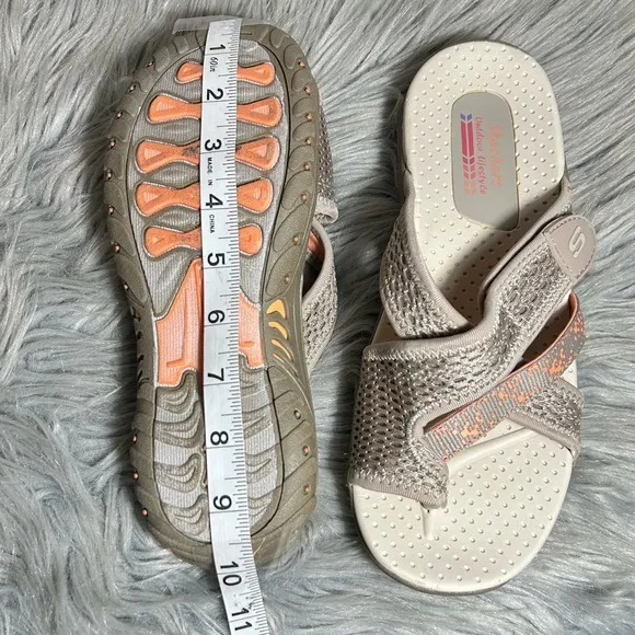Skechers Reggae Slim Slide Sandal SkecherTan and Orange Sandals Size 7