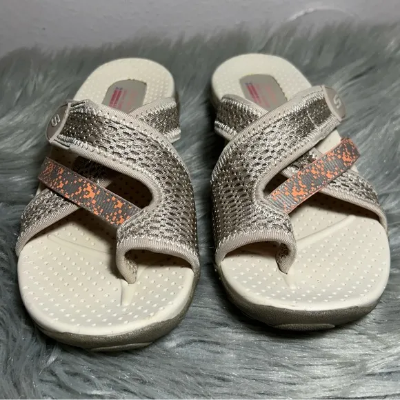 Skechers Reggae Slim Slide Sandal SkecherTan and Orange Sandals Size 7