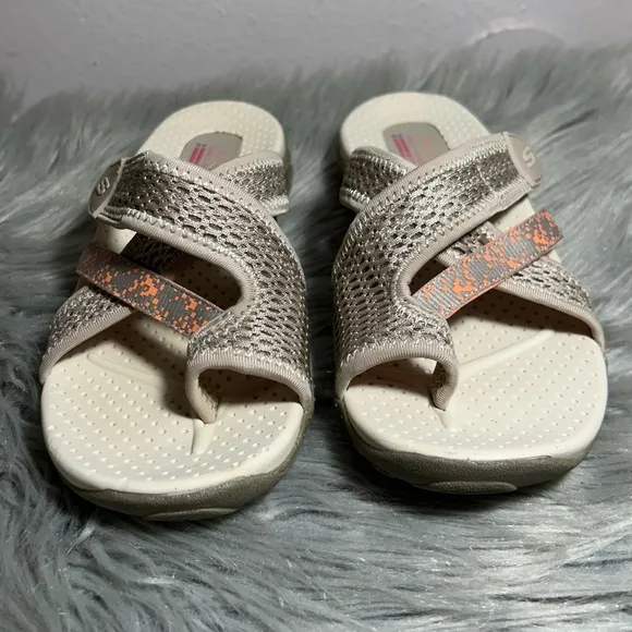 Skechers Reggae Slim Slide Sandal SkecherTan and Orange Sandals Size 7