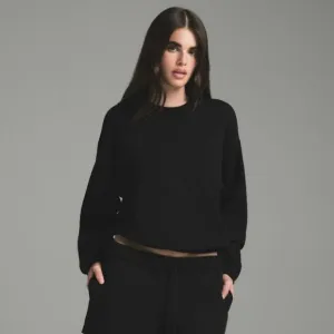 SKIMS Cotton Fleece Classic Crewneck | Black Onyx | Size M | Cozy Luxury