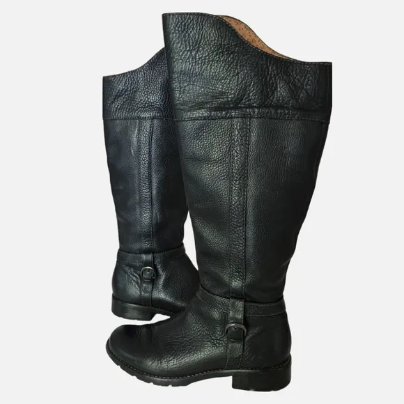 Sofft &quot;Claremont&quot; Black Pebble Leather Equestrian Riding Boots, Zipper, Size 7.5