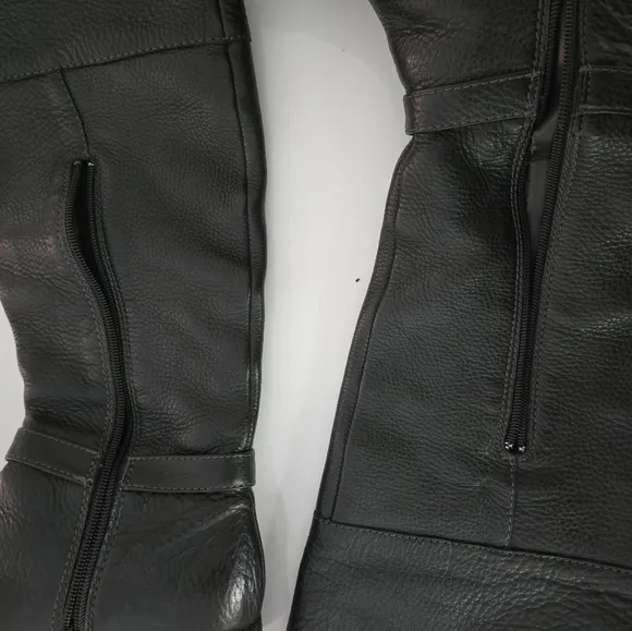Sofft &quot;Claremont&quot; Black Pebble Leather Equestrian Riding Boots, Zipper, Size 7.5