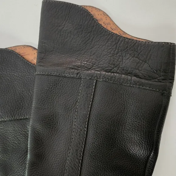 Sofft &quot;Claremont&quot; Black Pebble Leather Equestrian Riding Boots, Zipper, Size 7.5