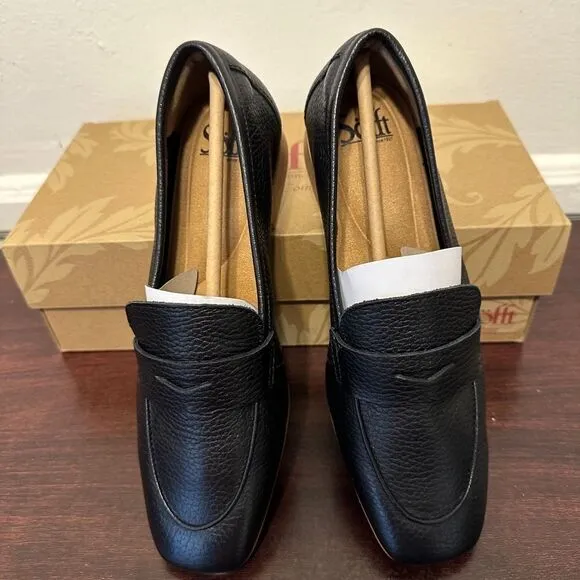 Sofft Black Leather Slip-On Loafers size 7, women’s