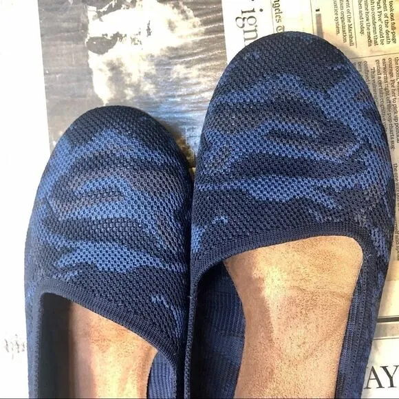 SOFTWALK SICILY COMFORT ROUND TOE WOVEN BALLET WIDE SLIP ON FLATS BLUE CAMO 11W