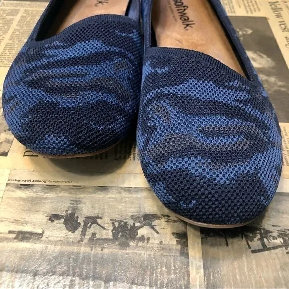 SOFTWALK SICILY COMFORT ROUND TOE WOVEN BALLET WIDE SLIP ON FLATS BLUE CAMO 11W