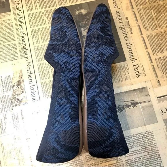 SOFTWALK SICILY COMFORT ROUND TOE WOVEN BALLET WIDE SLIP ON FLATS BLUE CAMO 11W