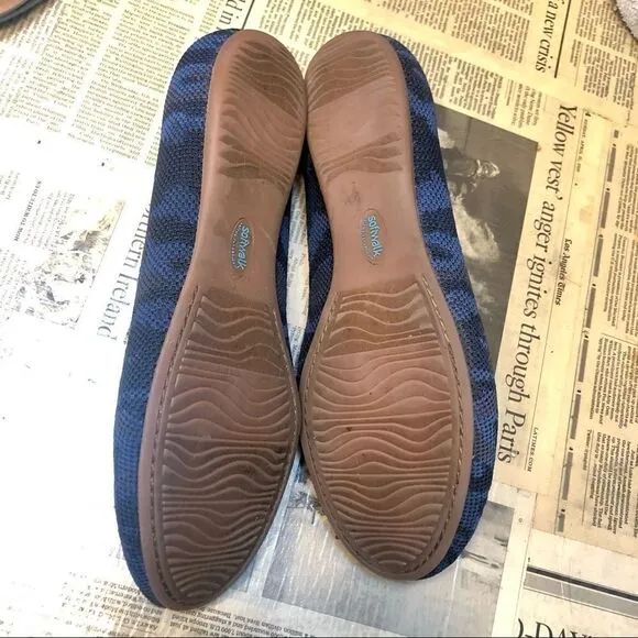 SOFTWALK SICILY COMFORT ROUND TOE WOVEN BALLET WIDE SLIP ON FLATS BLUE CAMO 11W