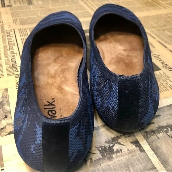 SOFTWALK SICILY COMFORT ROUND TOE WOVEN BALLET WIDE SLIP ON FLATS BLUE CAMO 11W