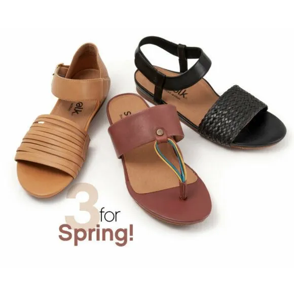 SoftWalk Women's sz 9.5 Calimesa Sandal Thong Slides Slip on Casual Flats