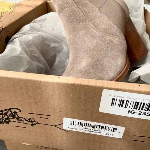 Soludos Emma Mineral Grey Suede Ankle Booties Leather Casual Block Heel Boots 10