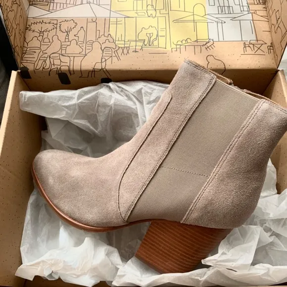 Soludos Emma Mineral Grey Suede Ankle Booties Leather Casual Block Heel Boots 10