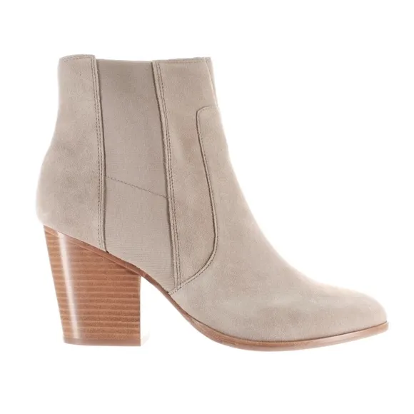 Soludos Emma Mineral Grey Suede Ankle Booties Leather Casual Block Heel Boots 9