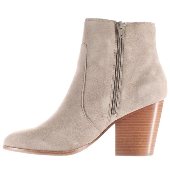 Soludos Emma Mineral Grey Suede Ankle Booties Leather Casual Block Heel Boots 9