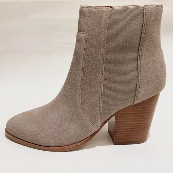 Soludos Emma Mineral Grey Suede Ankle Booties Leather Casual Block Heel Boots 9