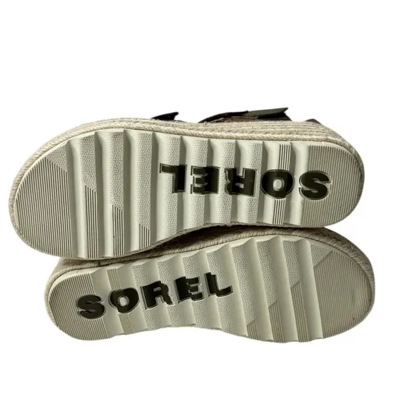 SOREL Cameron Multi Strap Leather Wedge Sandals Brown Olive Size 7