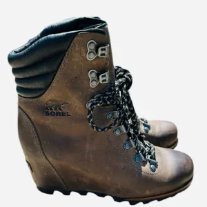 Sorel Conquest Wedge Boots Quarry / Black Size 7