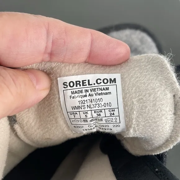 Sorel Harlow Lace Cozy Lace Up Ankle Boots Black Gray Sz 7