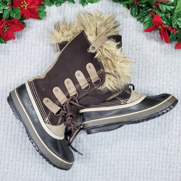 Sorel Joan of Arctic Brown Suede Leather Waterproof Winter Snow Boots