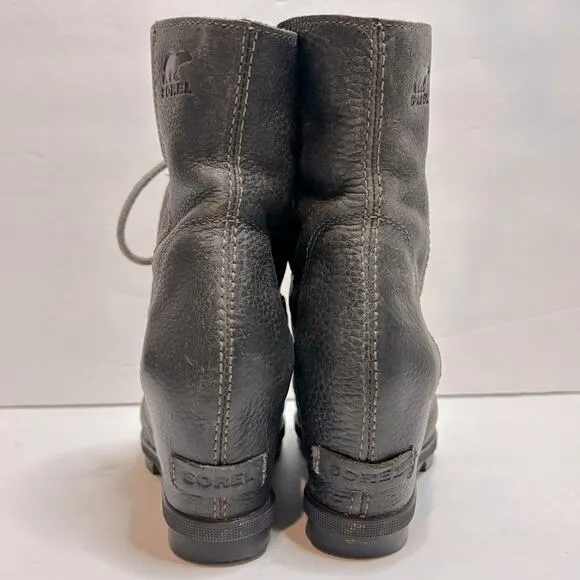 Sorel Joan of Arctic Wedge II Lace Up Boots Quarry Gray 8.5