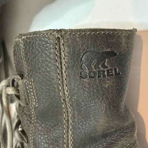 Sorel Joan of Arctic Wedge II Lace Up Boots Quarry Gray 8.5