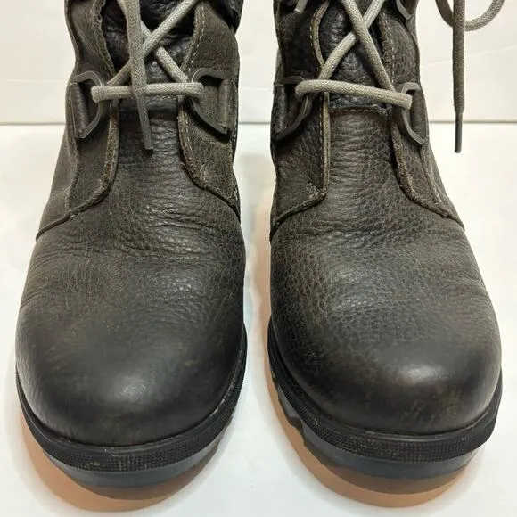 Sorel Joan of Arctic Wedge II Lace Up Boots Quarry Gray 8.5