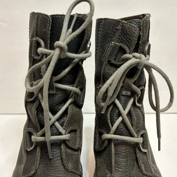 Sorel Joan of Arctic Wedge II Lace Up Boots Quarry Gray 8.5