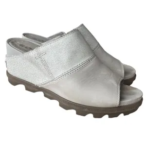 SOREL Joanie II Slide Crakle Sandals gray/ silver Size 9.5
