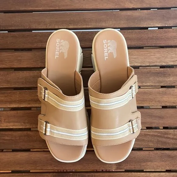 Sorel Joanie III Wedge Slide Adjustable Vamp Strap Sandals US Women 9/UK 7/EU 40