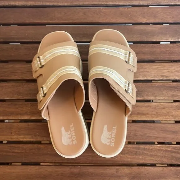 Sorel Joanie III Wedge Slide Adjustable Vamp Strap Sandals US Women 9/UK 7/EU 40
