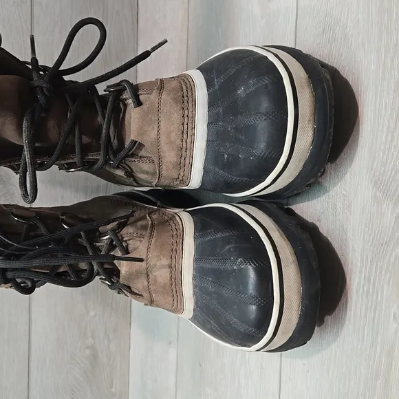 Sorel Mens 40179 Leather Insulated Line Duck Rubber Winter Boots Shoes Sz 9