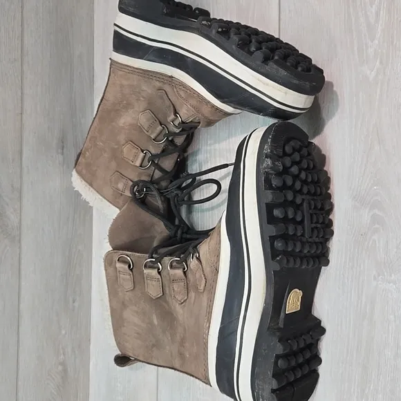 Sorel Mens 40179 Leather Insulated Line Duck Rubber Winter Boots Shoes Sz 9