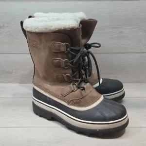 Sorel Mens 40179 Leather Insulated Line Duck Rubber Winter Boots Shoes Sz 9