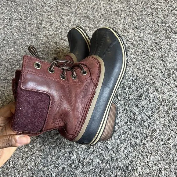 Sorel Slimpack II Lace up Duck Rain Boots Cranberry Women's Size 7.5 NL2348-628