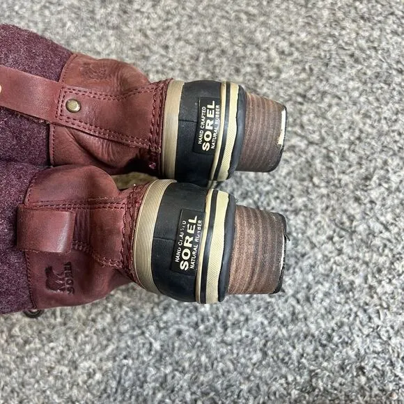 Sorel Slimpack II Lace up Duck Rain Boots Cranberry Women's Size 7.5 NL2348-628