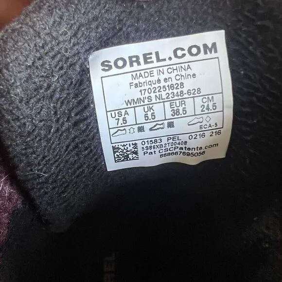 Sorel Slimpack II Lace up Duck Rain Boots Cranberry Women's Size 7.5 NL2348-628