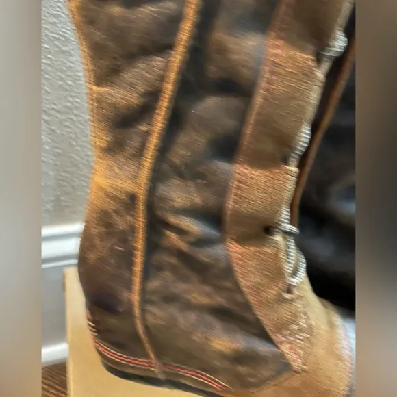 Sorel wedge Women's 7 Brown Lace-Up Boots Cate the Great knee high