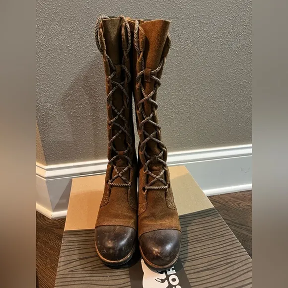 Sorel wedge Women's 7 Brown Lace-Up Boots Cate the Great knee high