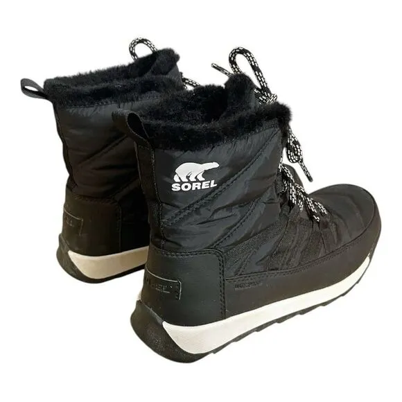 SOREL Whitney II Black Short Boots Lace Up Size 7.5