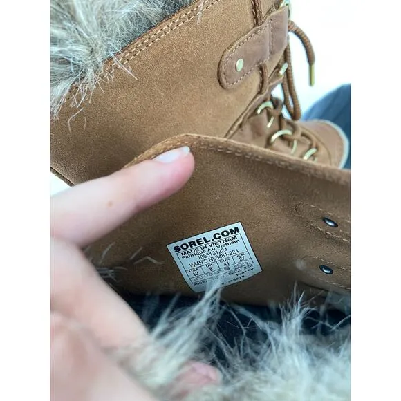 Sorel Women's Joan of Arctic Camel Brown Suede Waterproof Winter Duck Boots NWT