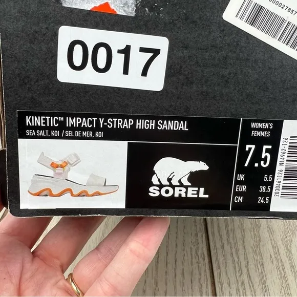 Sorel Women's Kinetic Impact Y Strap High Sandals 7.5 Sea Salt Koi (White) $135