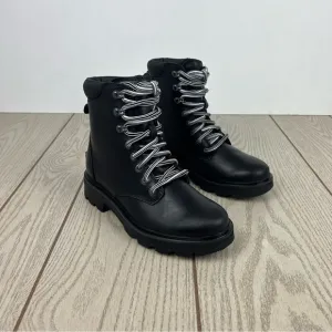 Sorel Women's Lennox Leather Lace-Up STKD WP Boots US6.5 Black / Sea Salt $190