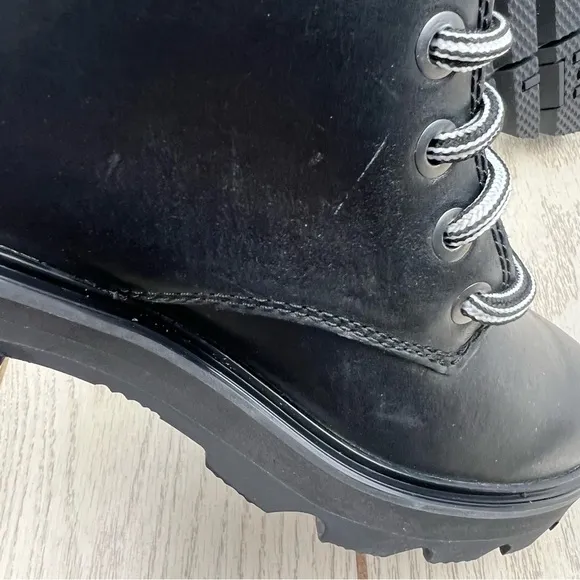 Sorel Women's Lennox Leather Lace-Up STKD WP Boots US6.5 Black / Sea Salt $190