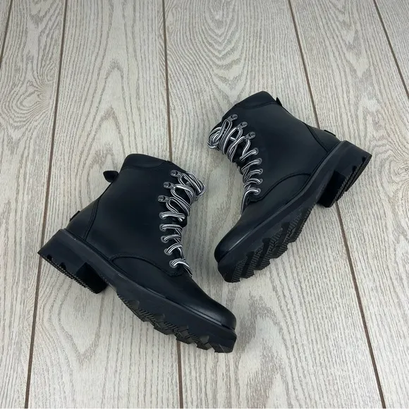 Sorel Women's Lennox Leather Lace-Up STKD WP Boots US6.5 Black / Sea Salt $190