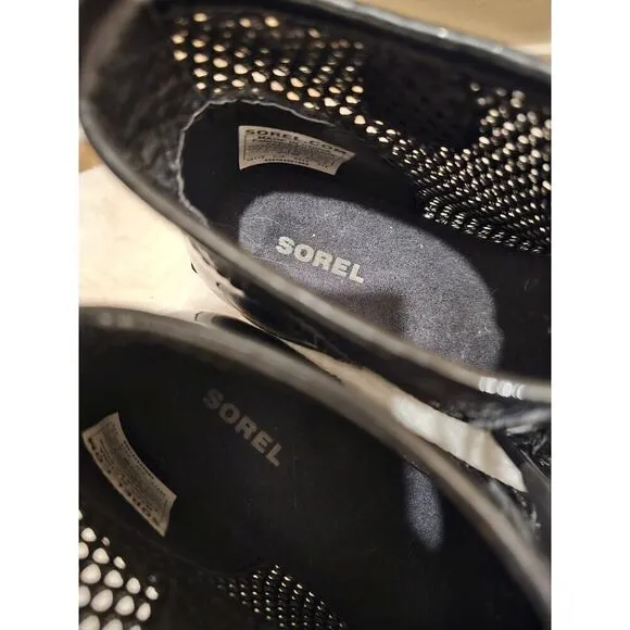 Sorel Black Patent Leather Lace Up Ankle Boots Size 7.5