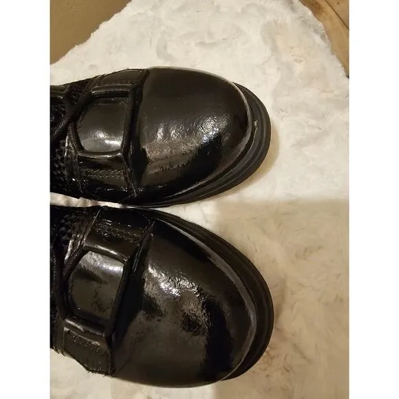 Sorel Black Patent Leather Lace Up Ankle Boots Size 7.5