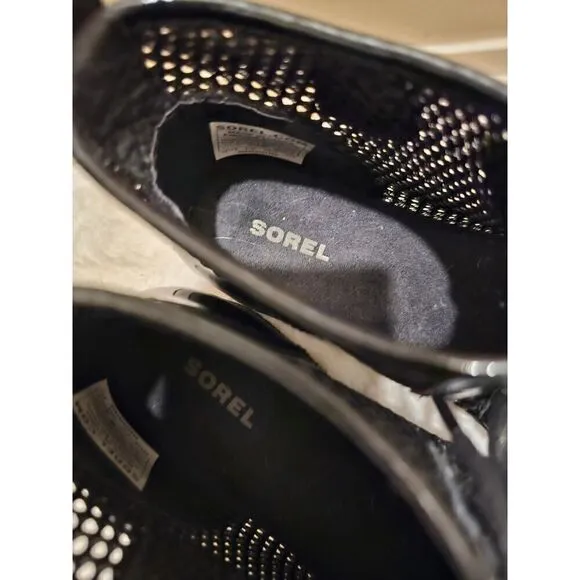 Sorel Black Patent Leather Lace Up Ankle Boots Size 7.5