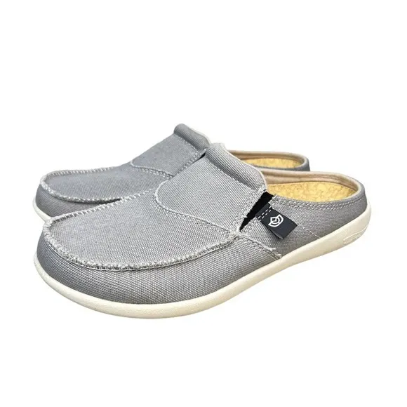 Spenco Siesta Slides Womens 6 Gray Fabric Upper Fray Accent Comfort Slip On Shoe