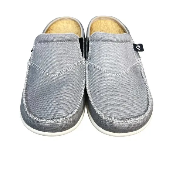 Spenco Siesta Slides Womens 6 Gray Fabric Upper Fray Accent Comfort Slip On Shoe