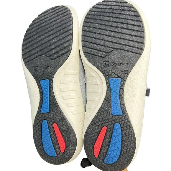 Spenco Siesta Slides Womens 6 Gray Fabric Upper Fray Accent Comfort Slip On Shoe